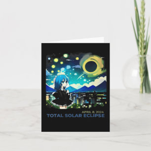 Solar Eclipse 2024 Anime Style Art Karte