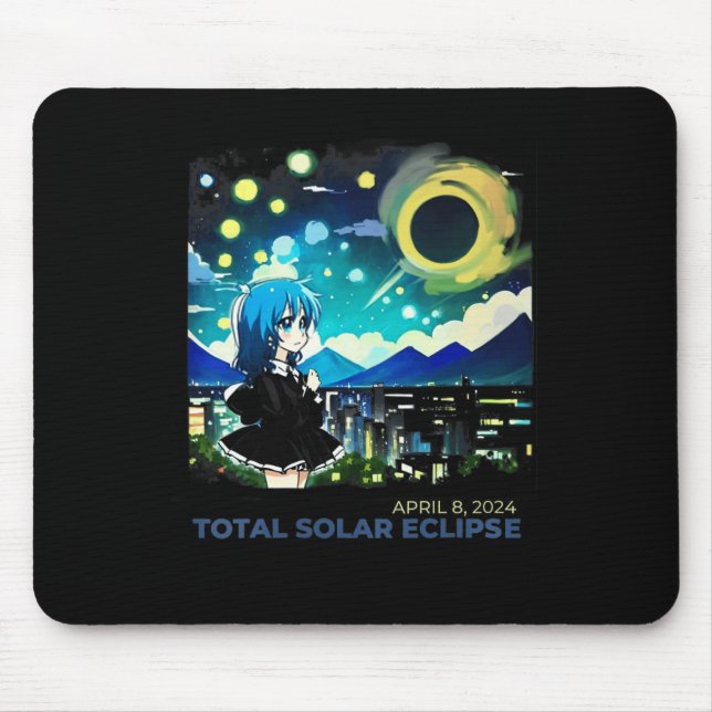 Solar Eclipse 2024 Anime Style Art Mousepad (Vorne)