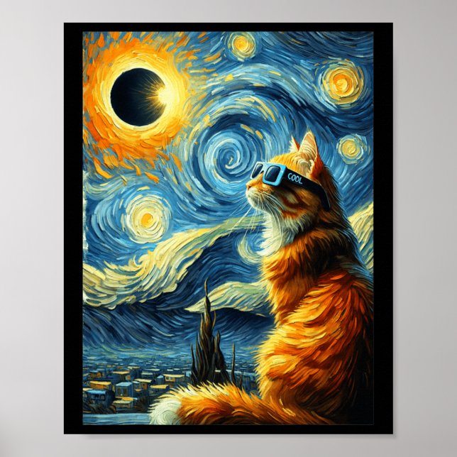 Solar Eclipse 2024 April 8 Cat Totality Solar Ecli Poster (Vorne)