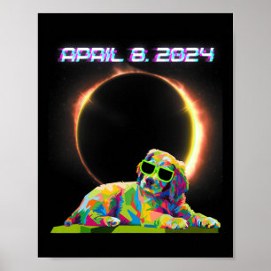 Solar Eclipse 2024 April 8 Dog Solar Eclipse Glass Poster
