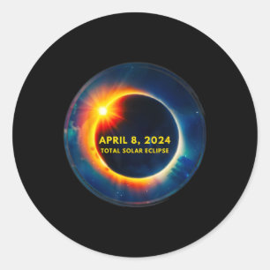 Solar Eclipse 2024 April 8 Dog Solar Eclipse Gles Runder Aufkleber