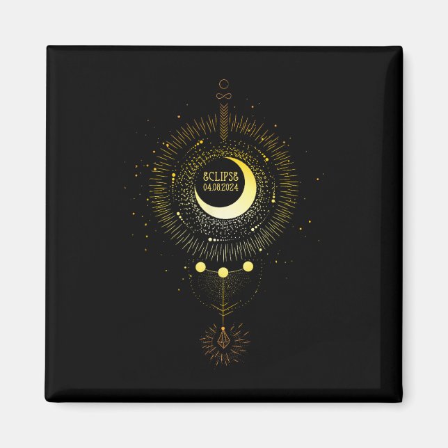 Solar Eclipse 2024 Boho Sun Moon Path Gesamter Lun Magnet (Vorne)