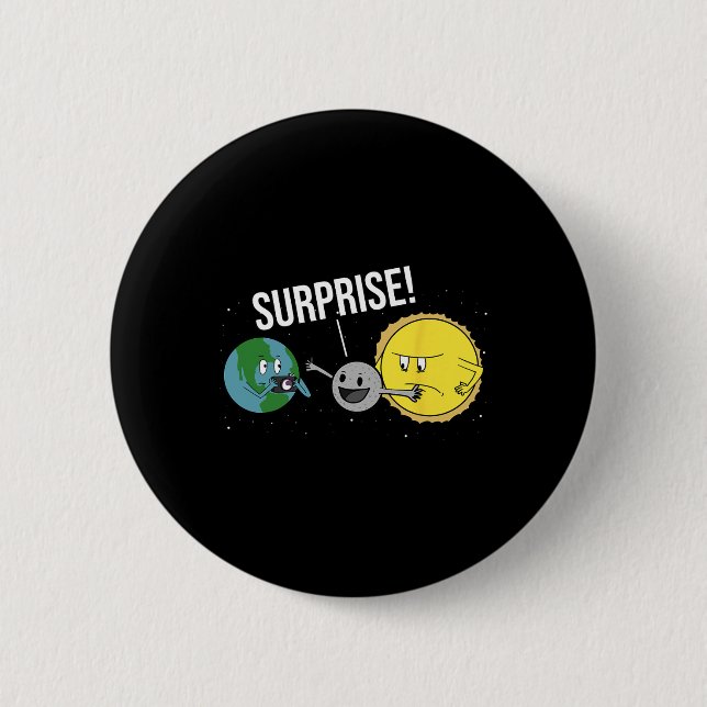 Solar Eclipse 2024 Cartoon Moon Coveri Button (Vorderseite)