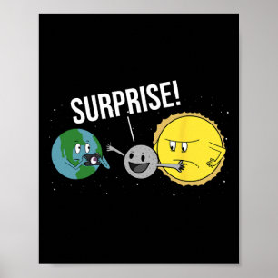 Solar Eclipse 2024 Cartoon Moon Coveri Poster