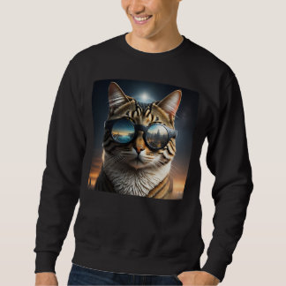 Solar-Eclipse,2024 Cat Wearing Solar Eclips Glasse Sweatshirt