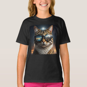 Solar-Eclipse,2024 Cat Wearing Solar Eclips Glasse T-Shirt