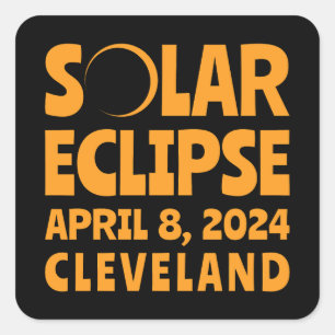 Solar Eclipse 2024 Cleveland Ohio Quadratischer Aufkleber