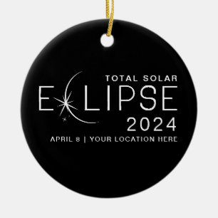 Solar Eclipse 2024 Custom Location Foto Keepake Keramik Ornament