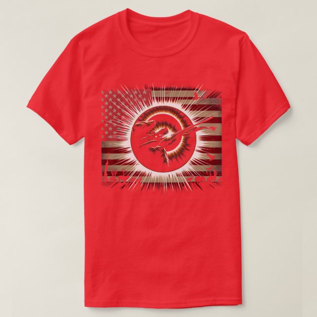 Solar Eclipse 2024 Design Hunting und der Amerikan T-Shirt (Design vorne)