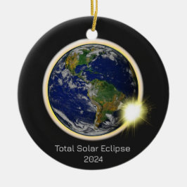 Solar Eclipse 2024 Erdsonnenmond Keramik Ornament