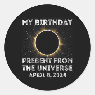 Solar-Eclipse 2024 Geburtstag Vorläufig 4,8,24 Ins Runder Aufkleber