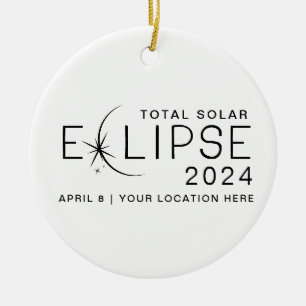 Solar Eclipse 2024 - Gedenken an den Standort Keramik Ornament