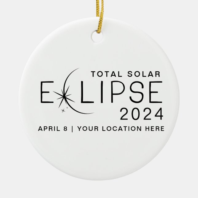 Solar Eclipse 2024 - Gedenken an den Standort Keramik Ornament (Vorne)