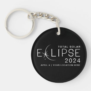 Solar Eclipse 2024 - Gedenken an den Standort Schlüsselanhänger