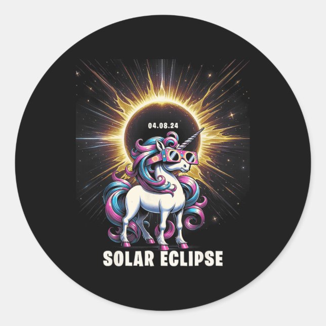 Solar Eclipse 2024 Gesamt Eclipse 8. April 24 Unic Runder Aufkleber (Vorderseite)