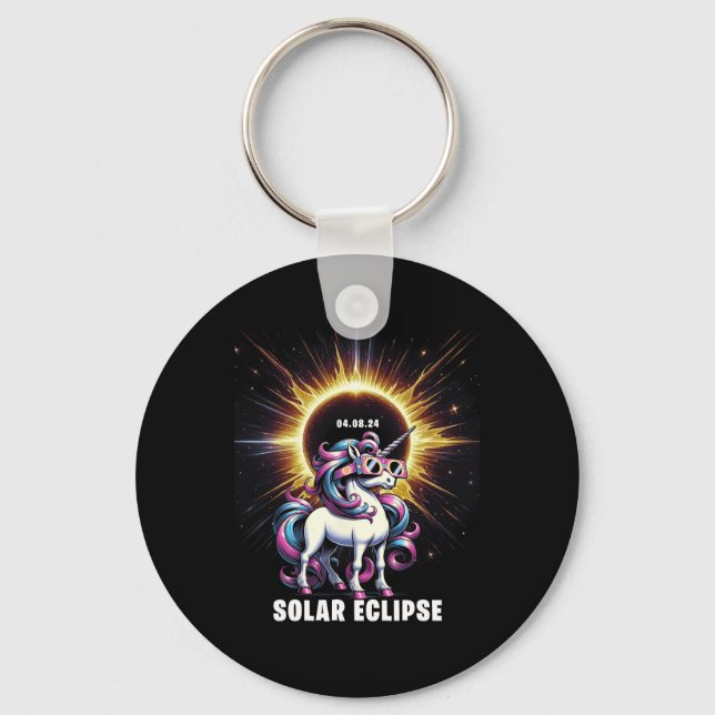 Solar Eclipse 2024 Gesamt Eclipse 8. April 24 Unic Schlüsselanhänger (Vorderseite)