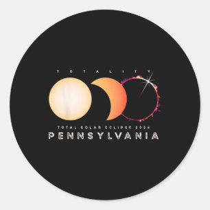 Solar Eclipse 2024 Gesamt Eclipse Pennsylvania Gra Runder Aufkleber