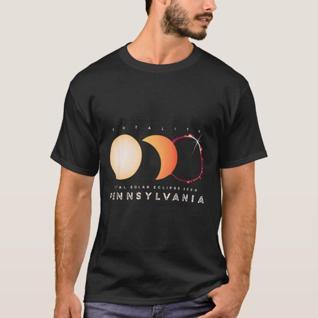 Solar Eclipse 2024 Gesamt Eclipse Pennsylvania Gra T-Shirt (Vorderseite)