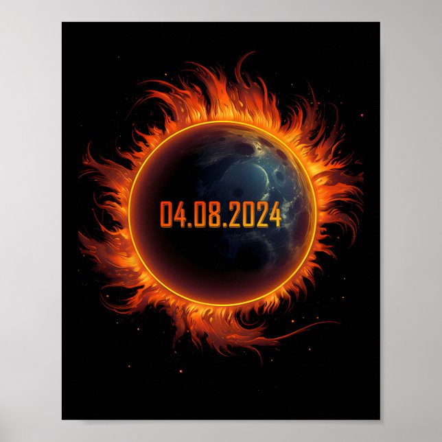 Solar-Eclipse 2024 Gesamt-Sun-Eclipse Poster (Vorne)