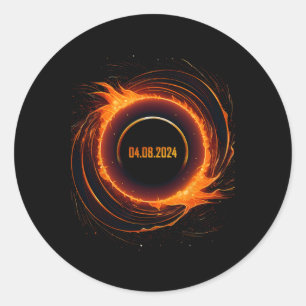 Solar-Eclipse 2024 Gesamt-Sun-Eclipse Runder Aufkleber
