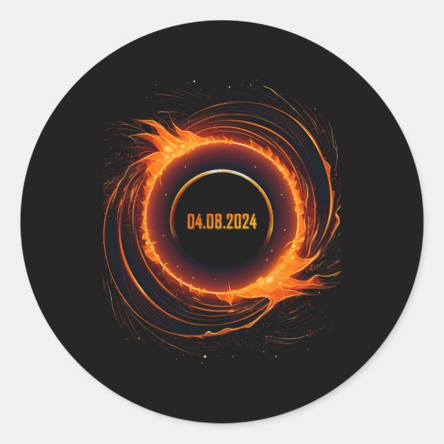 Solar-Eclipse 2024 Gesamt-Sun-Eclipse Runder Aufkleber (Vorderseite)
