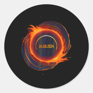 Solar-Eclipse 2024 Gesamt-Sun-Eclipse Runder Aufkleber
