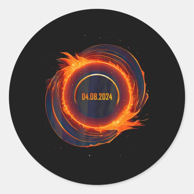 Solar-Eclipse 2024 Gesamt-Sun-Eclipse Runder Aufkleber (Vorderseite)
