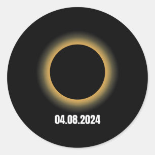 Solar-Eclipse 2024 Gesamtsolaröklipse 4,08,24 Runder Aufkleber