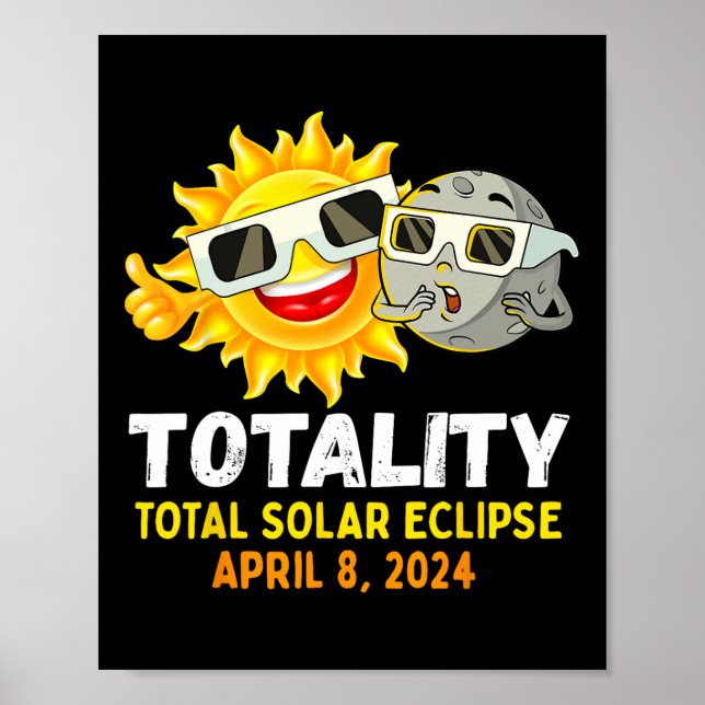 Solar Eclipse 2024 Gles Funny Sun Moon Kids Boys Poster (Vorne)