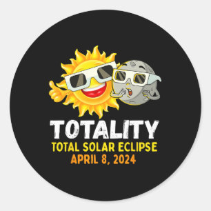 Solar Eclipse 2024 Gles Funny Sun Moon Kids Boys Runder Aufkleber