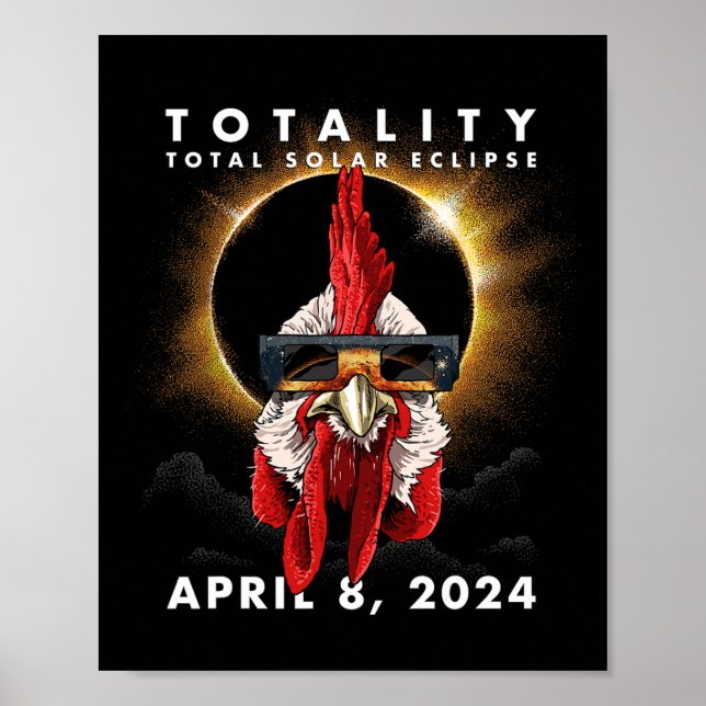 Solar Eclipse 2024 Hühnerrooster Poster (Vorne)