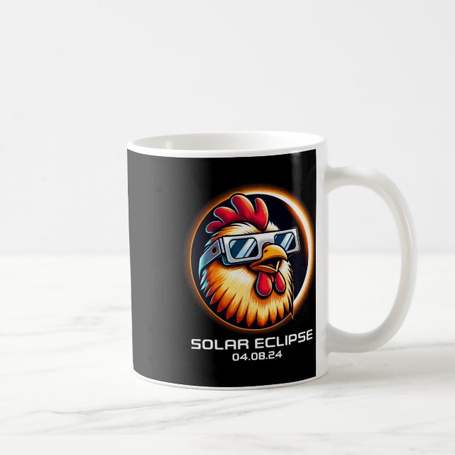 Solar Eclipse 2024 Hühnertotalität Niedlich Matchi Kaffeetasse (Rechts)