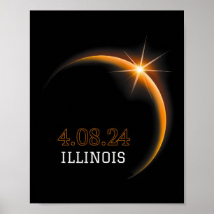 Solar Eclipse 2024 Illinois Totality Spring 4,08,2 Poster