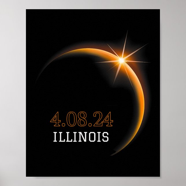 Solar Eclipse 2024 Illinois Totality Spring 4,08,2 Poster (Vorne)