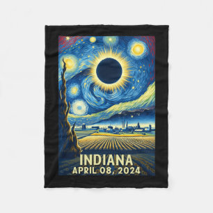 Solar Eclipse 2024 Indiana Starry Night Fleecedecke