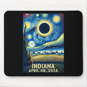 Solar Eclipse 2024 Indiana Starry Night Mousepad