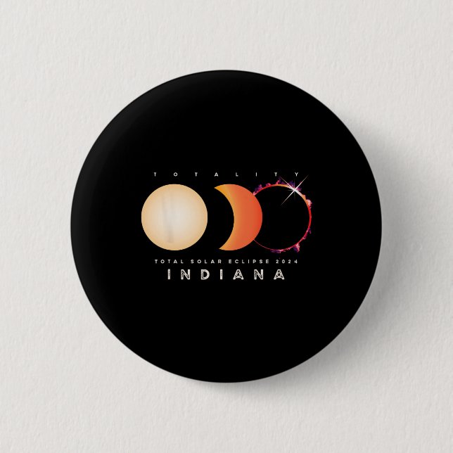 Solar Eclipse 2024 Indiana Total Eclipse Astronomi Button (Vorderseite)