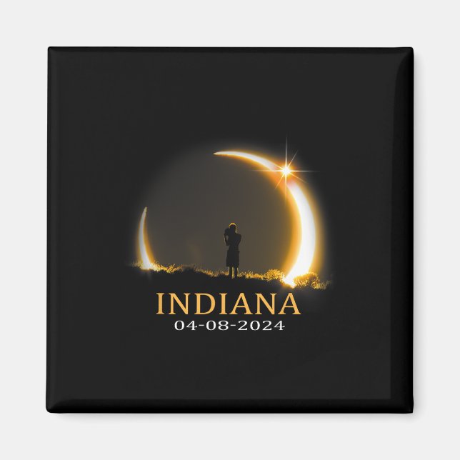 Solar Eclipse 2024 Indiana Total Solar Eclipse Magnet (Vorne)