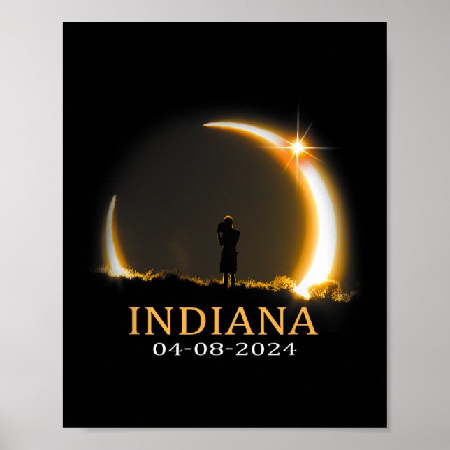 Solar Eclipse 2024 Indiana Total Solar Eclipse Poster (Vorne)