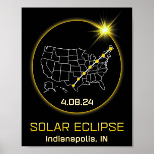 Solar Eclipse 2024 Indianapolis in Indiana Totalit Poster