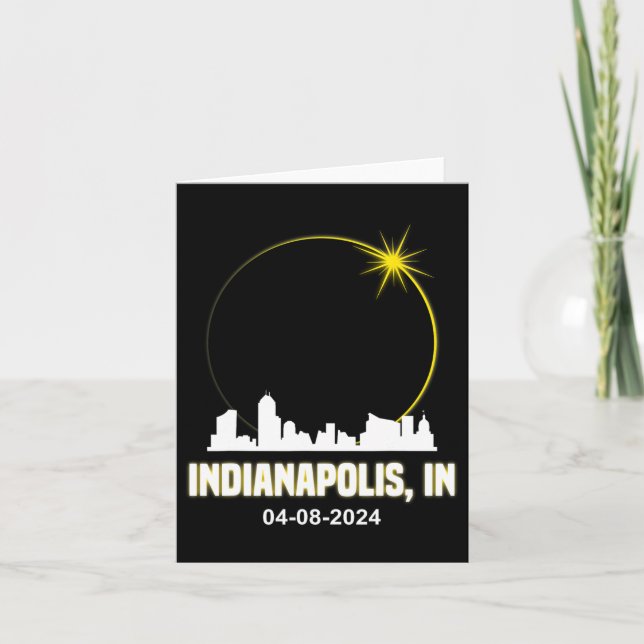 Solar Eclipse 2024 Indianapolis Skyline Indiana Ec Karte (Vorderseite)