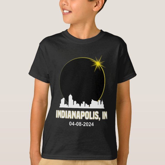 Solar Eclipse 2024 Indianapolis Skyline Indiana Ec T-Shirt (Vorderseite)