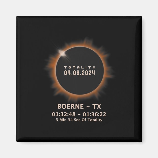 Solar Eclipse 2024 Insgesamt 04.08.24 Texas Tx Magnet (Vorne)