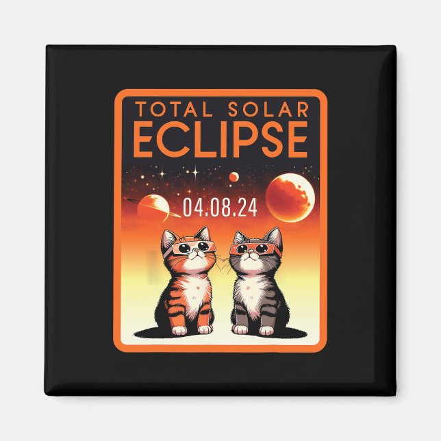 Solar-Eclipse 2024 Katzen Gesamtsolarausstoß 4,08, Magnet (Vorne)