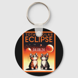 Solar-Eclipse 2024 Katzen Gesamtsolarausstoß 4,08, Schlüsselanhänger