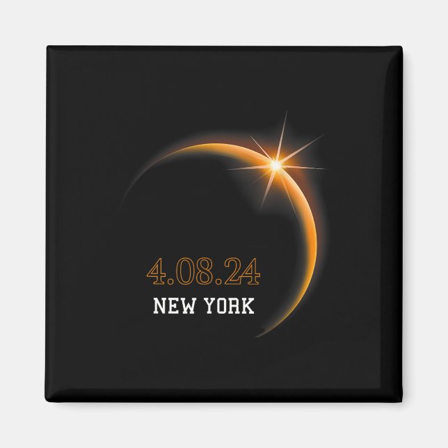 Solar Eclipse 2024 New York Totality Spring 4,08,2 Magnet (Vorne)