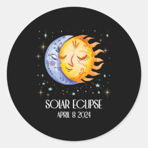 Solar Eclipse 2024 Niedlich Solar Eclipse Kids Boy Runder Aufkleber