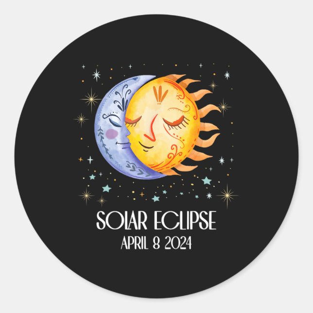 Solar Eclipse 2024 Niedlich Solar Eclipse Kids Boy Runder Aufkleber (Vorderseite)