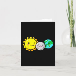 Solar Eclipse 2024 Niedliche Kawaii Fun Astronomie Karte
