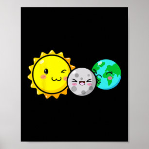 Solar Eclipse 2024 Niedliche Kawaii Fun Astronomie Poster